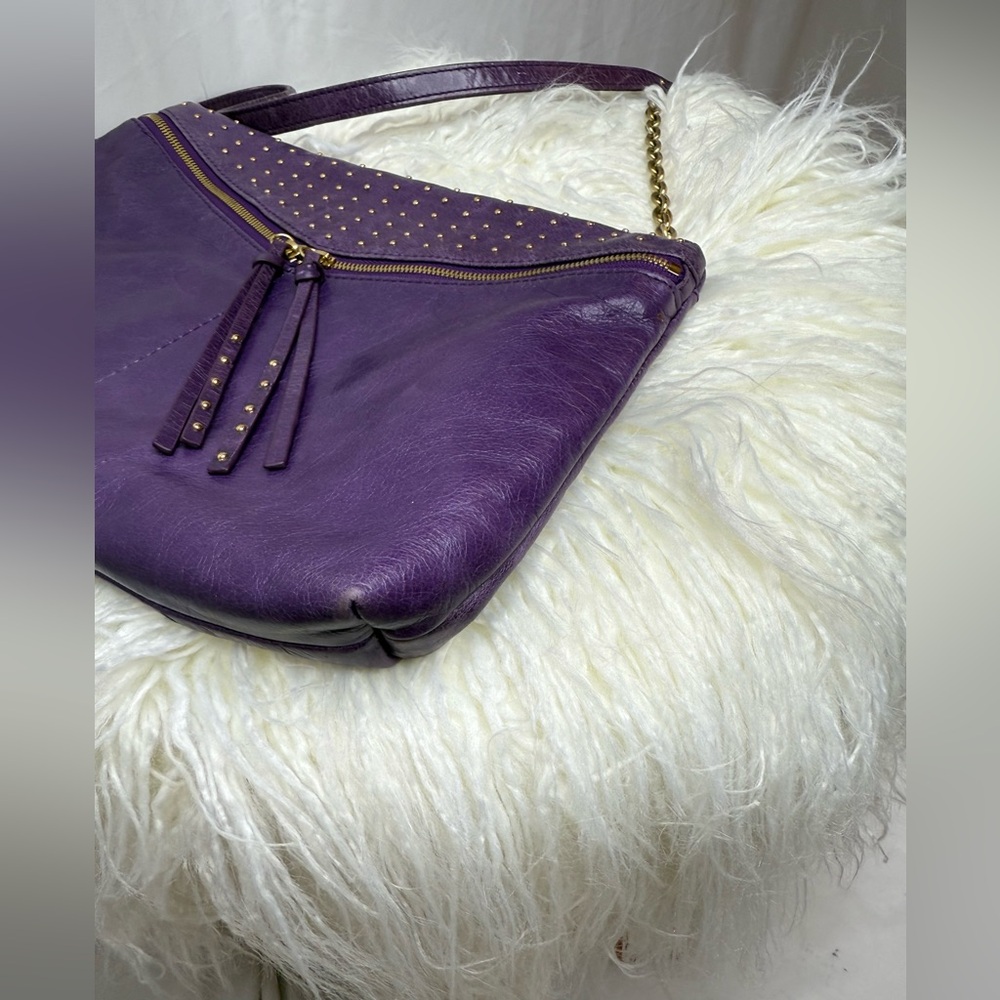 Vintage HOBO Purple Leather Studded Women's Bag - Picture 8 of 9